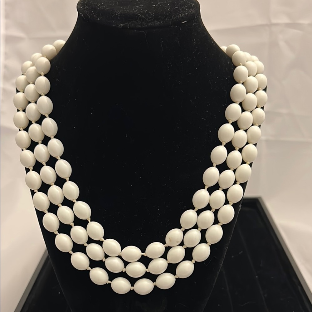 Vintage Trifari White Multi-Strand Necklace